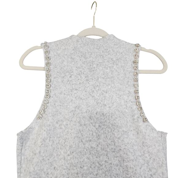 House of Harlow Womens Rhinestone Sleeveless Mock Neck Sweater Large Wool Blend - Picture 5 of 10